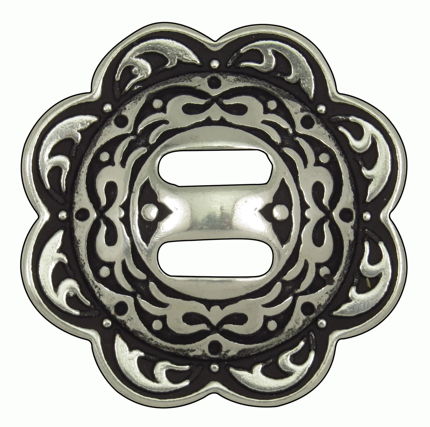 04200-Stainless Slotted Concho mit Patina