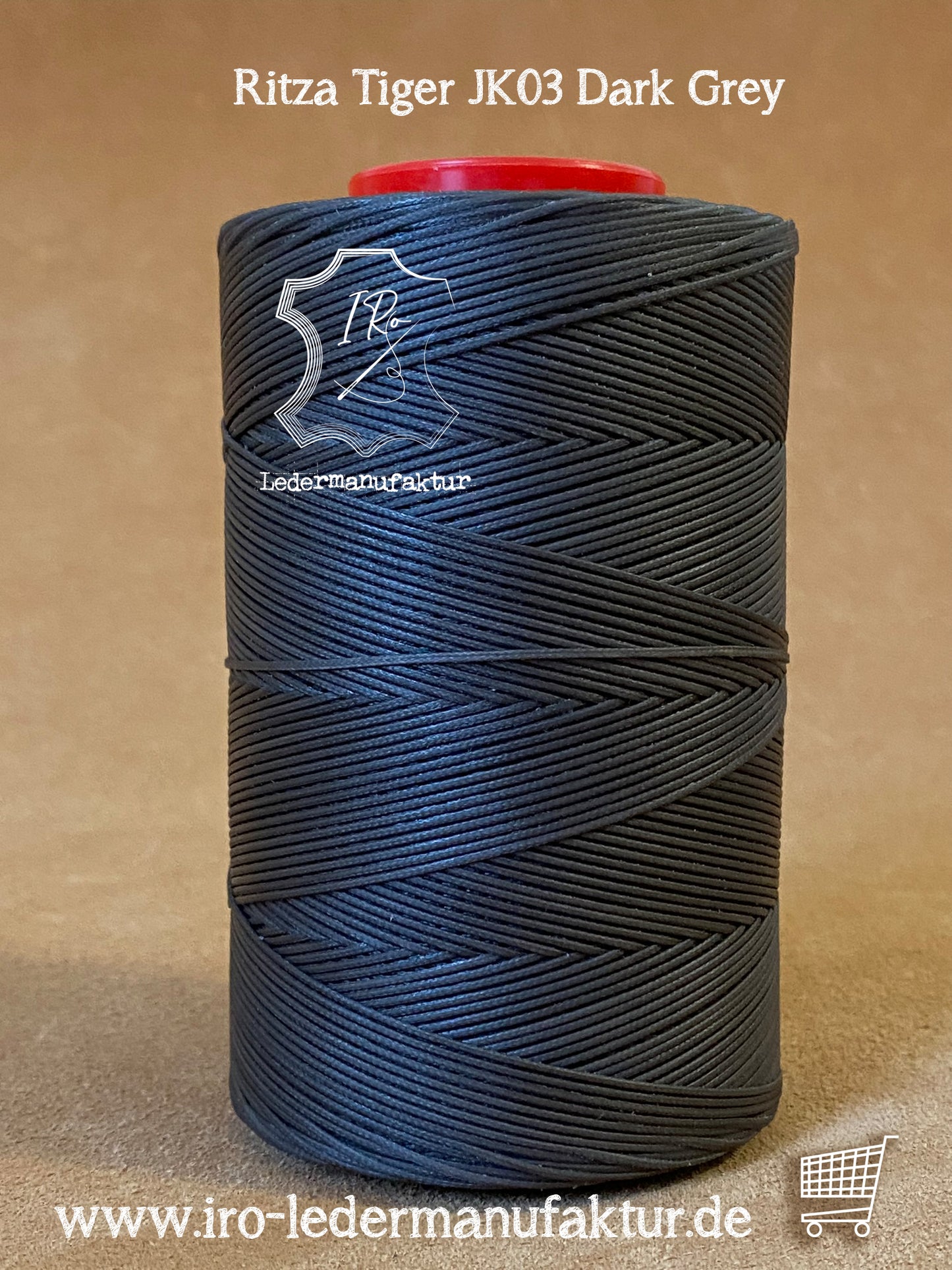 0,8 mm Ritza 25 tiger 100 m Spule | Nähgarn für Leder, gewachst. Handstich, flache Form