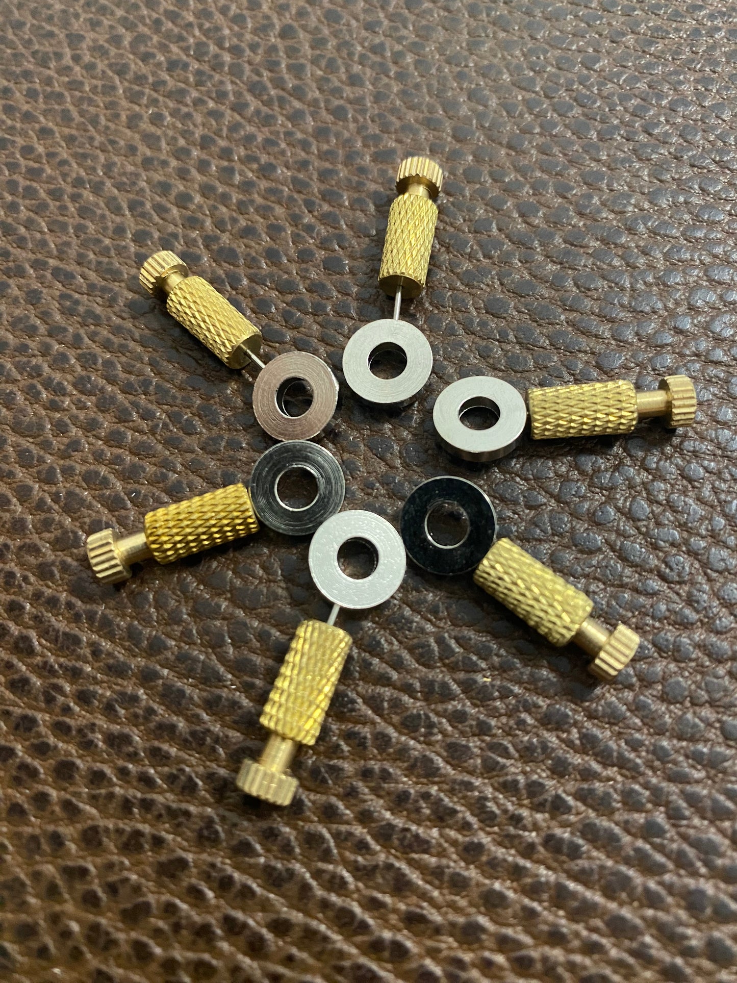 Juego de 5 agujas fijas para piezas de cuero, latón/acero 12 mm