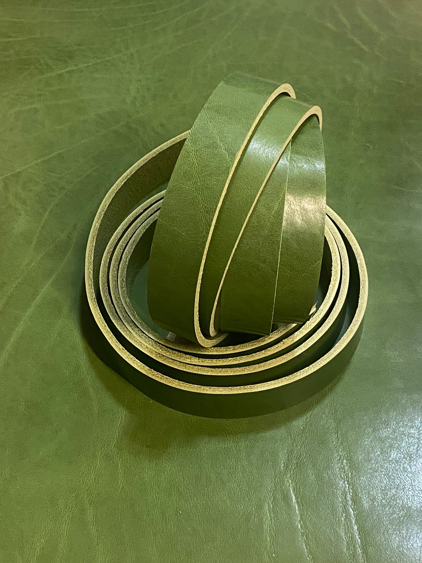Correa de cuero pulido brillante 3-3,5 mm Sage Verde 150 cm. Cuello