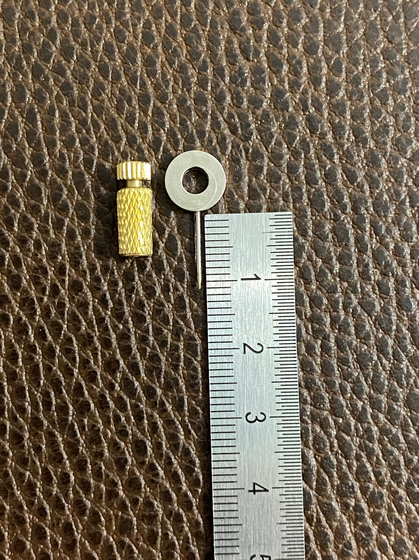 Juego de 5 agujas fijas para piezas de cuero, latón/acero 12 mm