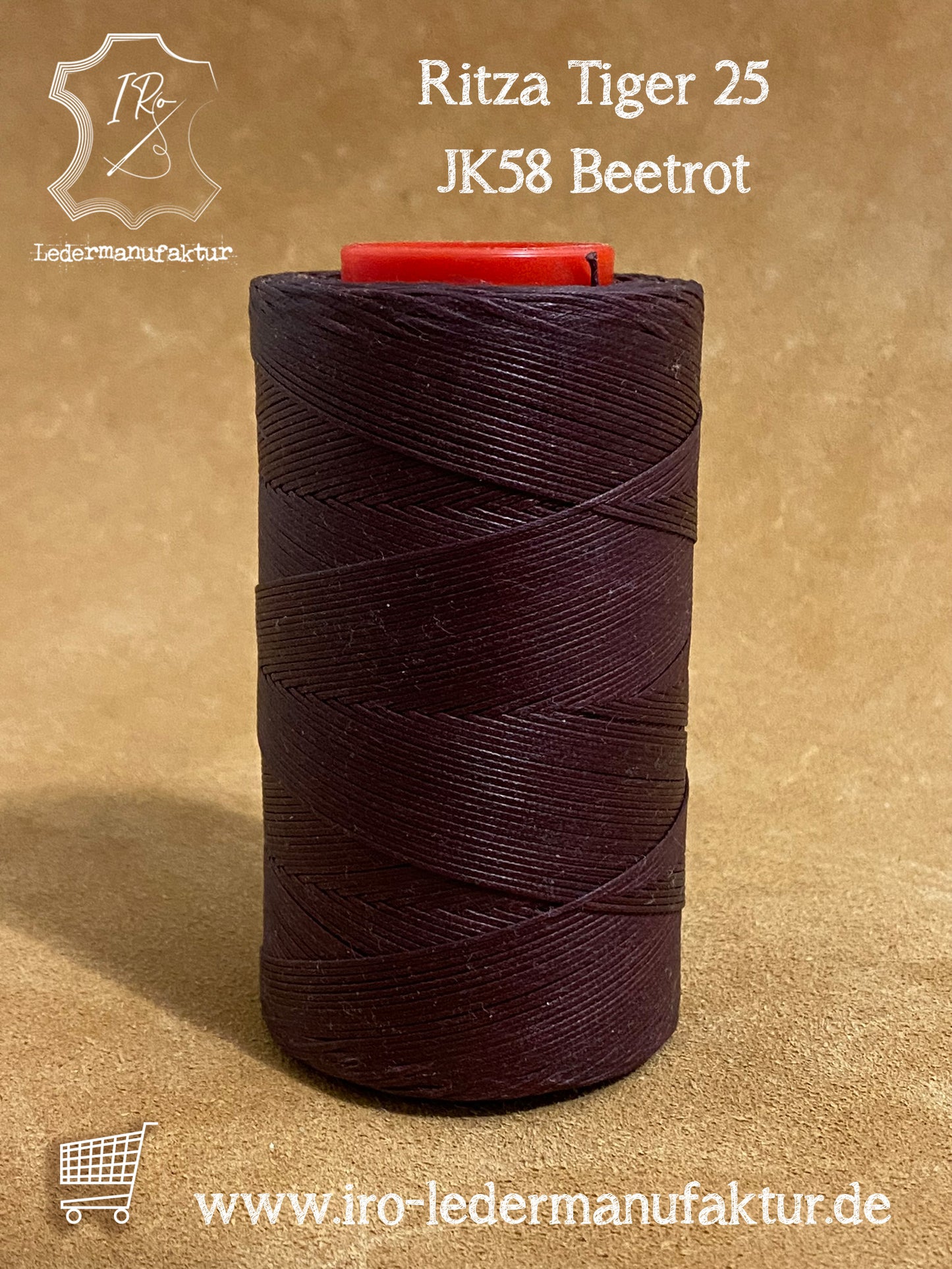 0,8 mm Ritza 25 tiger 50 m Spule | Nähgarn für Leder, gewachst. Handstich, flache Form