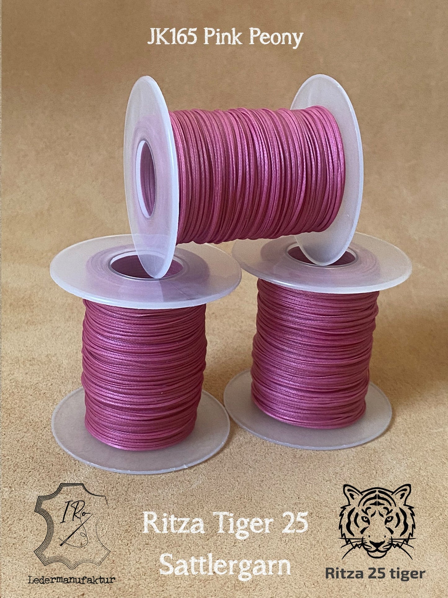 0,6 mm Ritza 25 tigre 100 m Espule | Hilo de coser para cuero, encerado. Puntada a mano, forma plana.