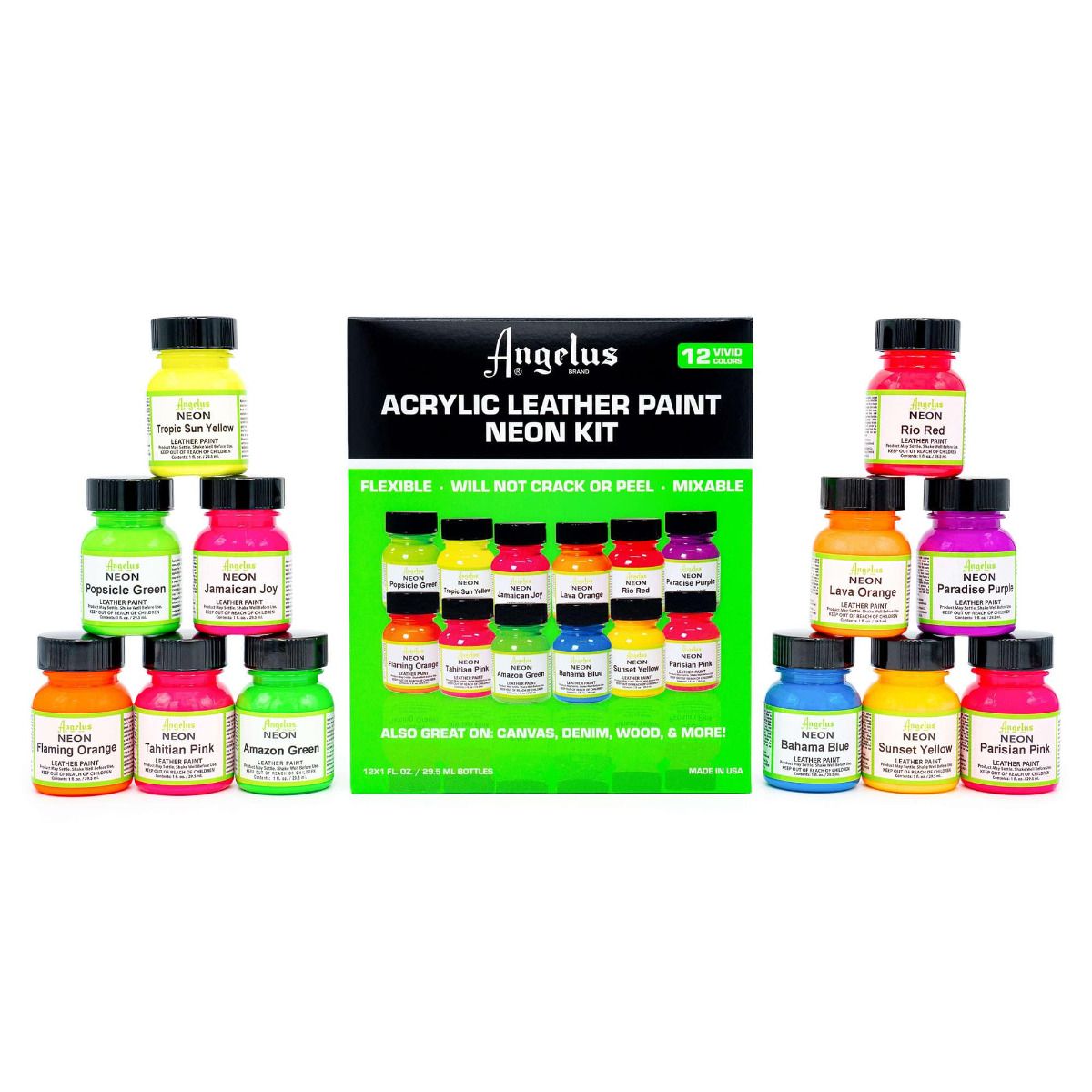 Kit de colores neón Angelus los 12 colores