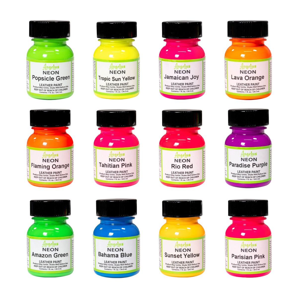 Kit de colores neón Angelus los 12 colores