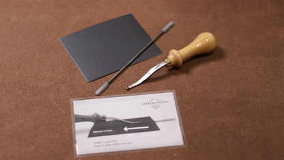 Vergez Blanchard Schärfset für Simple Edger. SHARPENING KIT FOR EDGE BEVELER