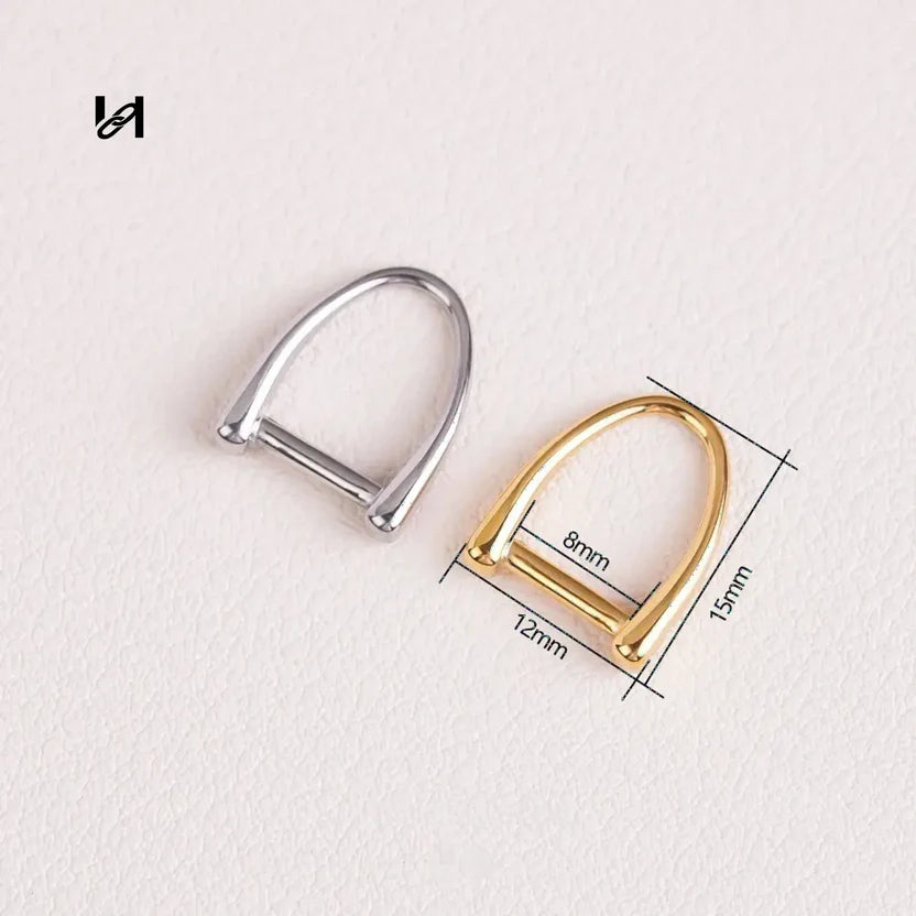 Hility bag hardware 15x12mm stainless steel D-ring pull tab – gold & silver