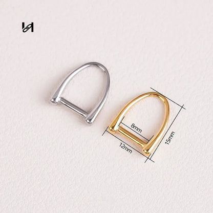 Hility bag hardware 15x12mm stainless steel D-ring pull tab – gold & silver