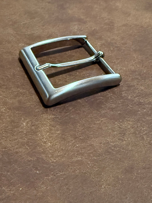 Gürtelschnalle Schnalle 40mm Weißbronze satiniert. Außen 52x53mm.