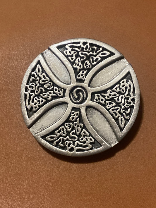 Celtic belt buckle cross 45 mm diameter