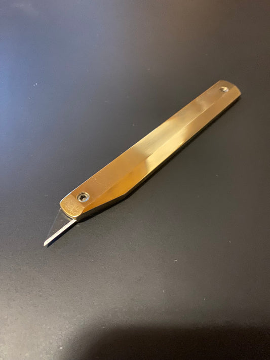 Messing Messer für Lederarbeiten. Brass Cutting Knife (9mm Blade)