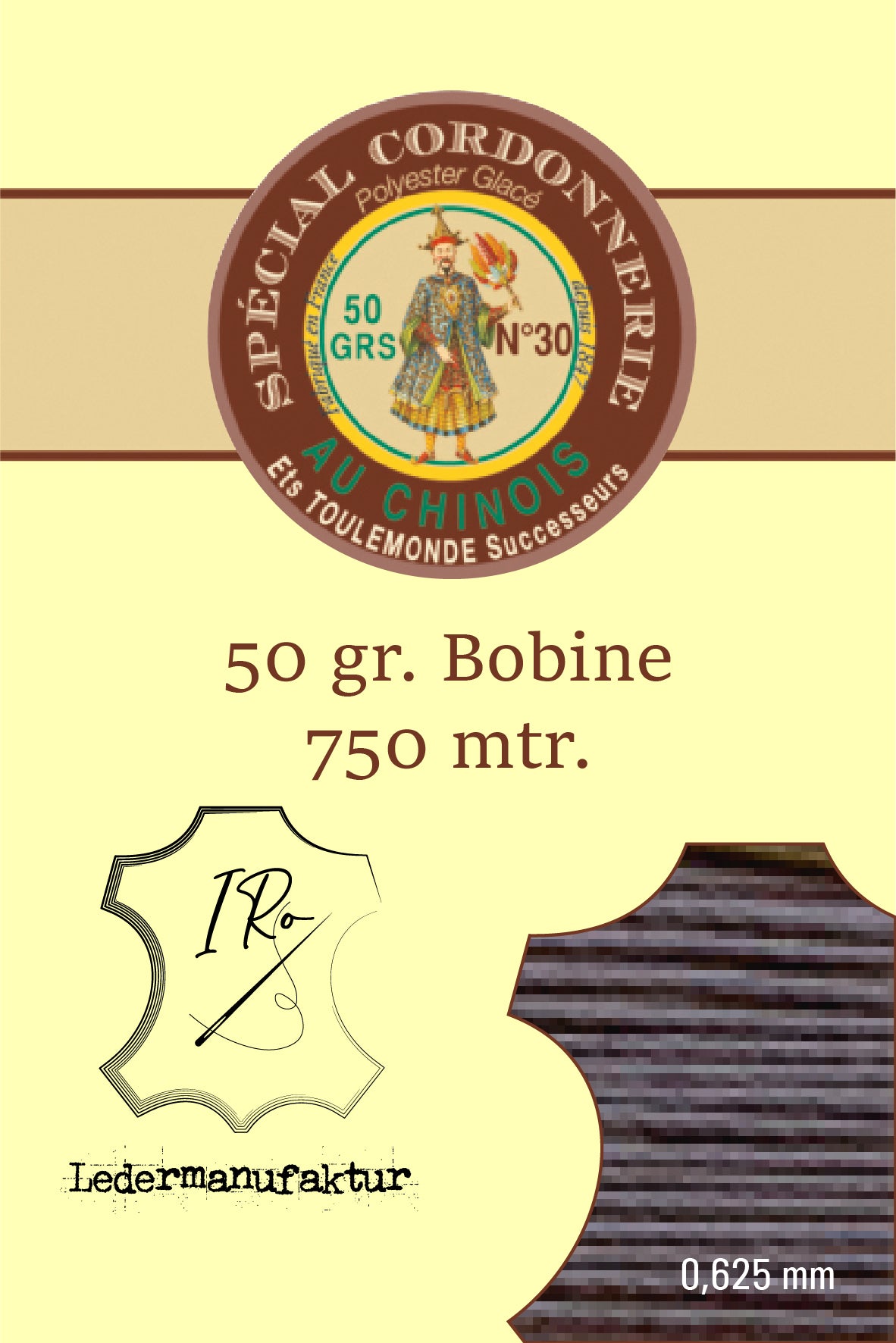 Polycotton Yarn Special Leather Goods Chinese Thread 50/3 | 70g Spool | 0.33 mm | 1000 m