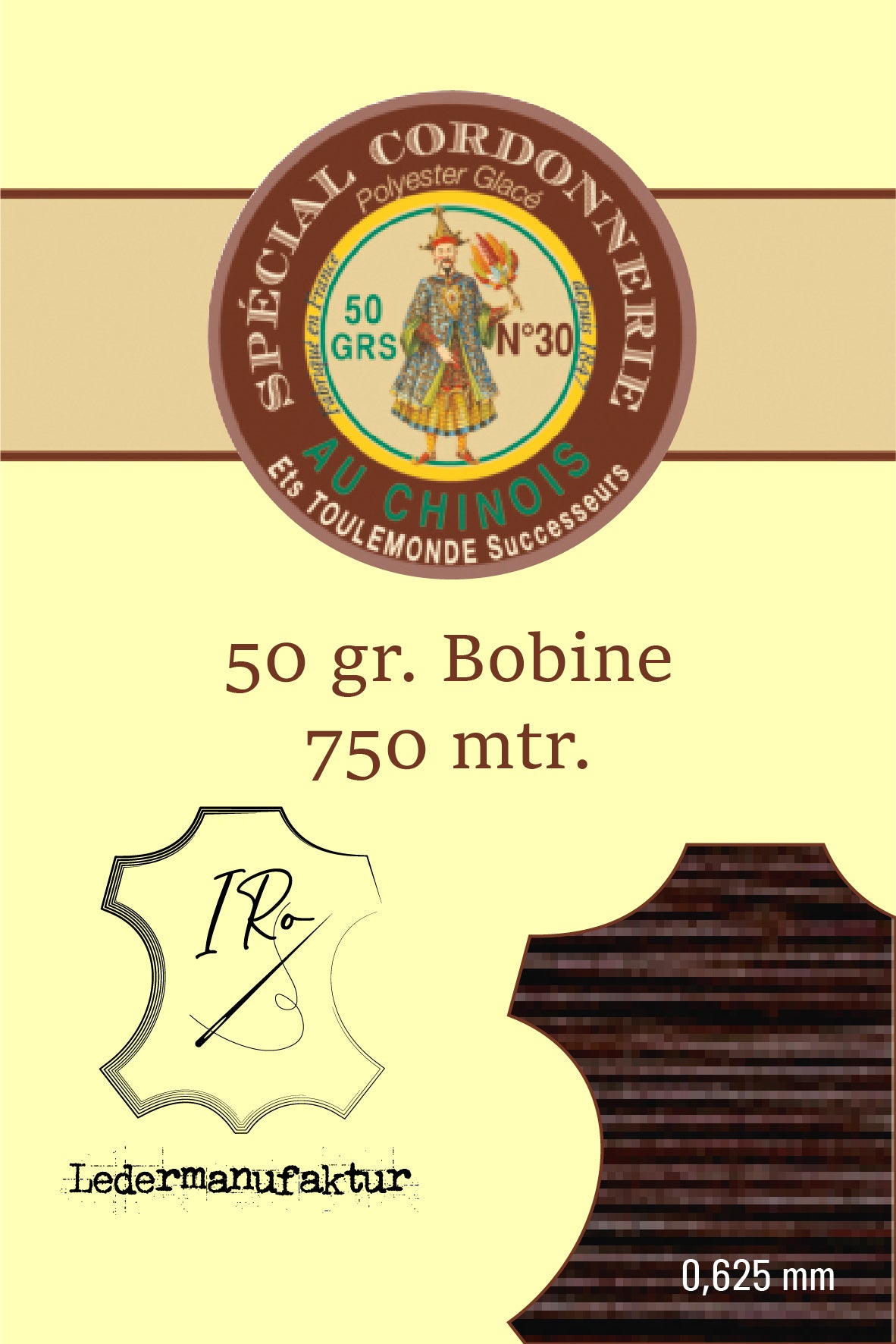 Polycotton Yarn Special Leather Goods Chinese Thread 50/3 | 70g Spool | 0.33 mm | 1000 m