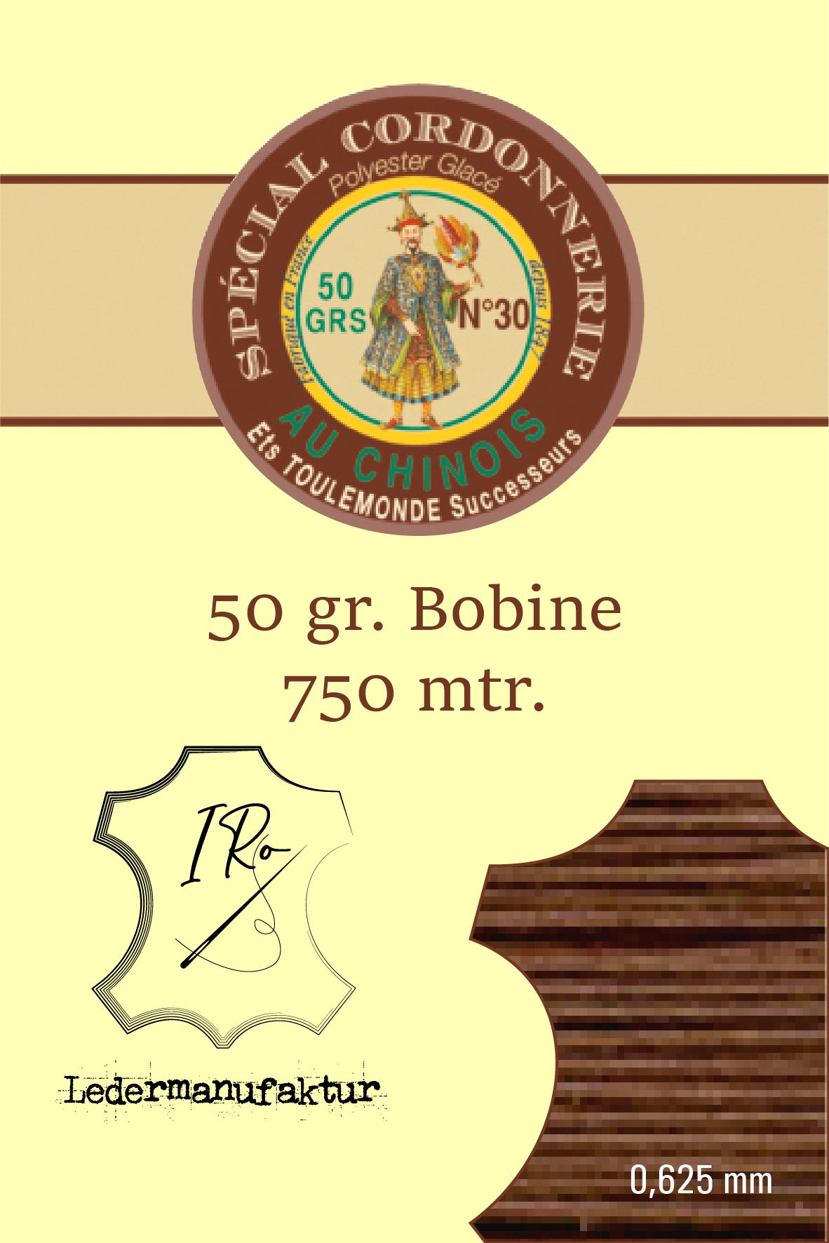 Polycotton Yarn Special Leather Goods Chinese Thread 50/3 | 70g Spool | 0.33 mm | 1000 m