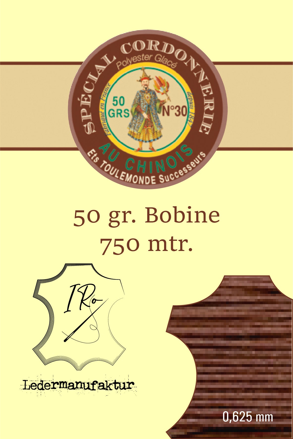 Polycotton Yarn Special Leather Goods Chinese Thread 50/3 | 70g Spool | 0.33 mm | 1000 m