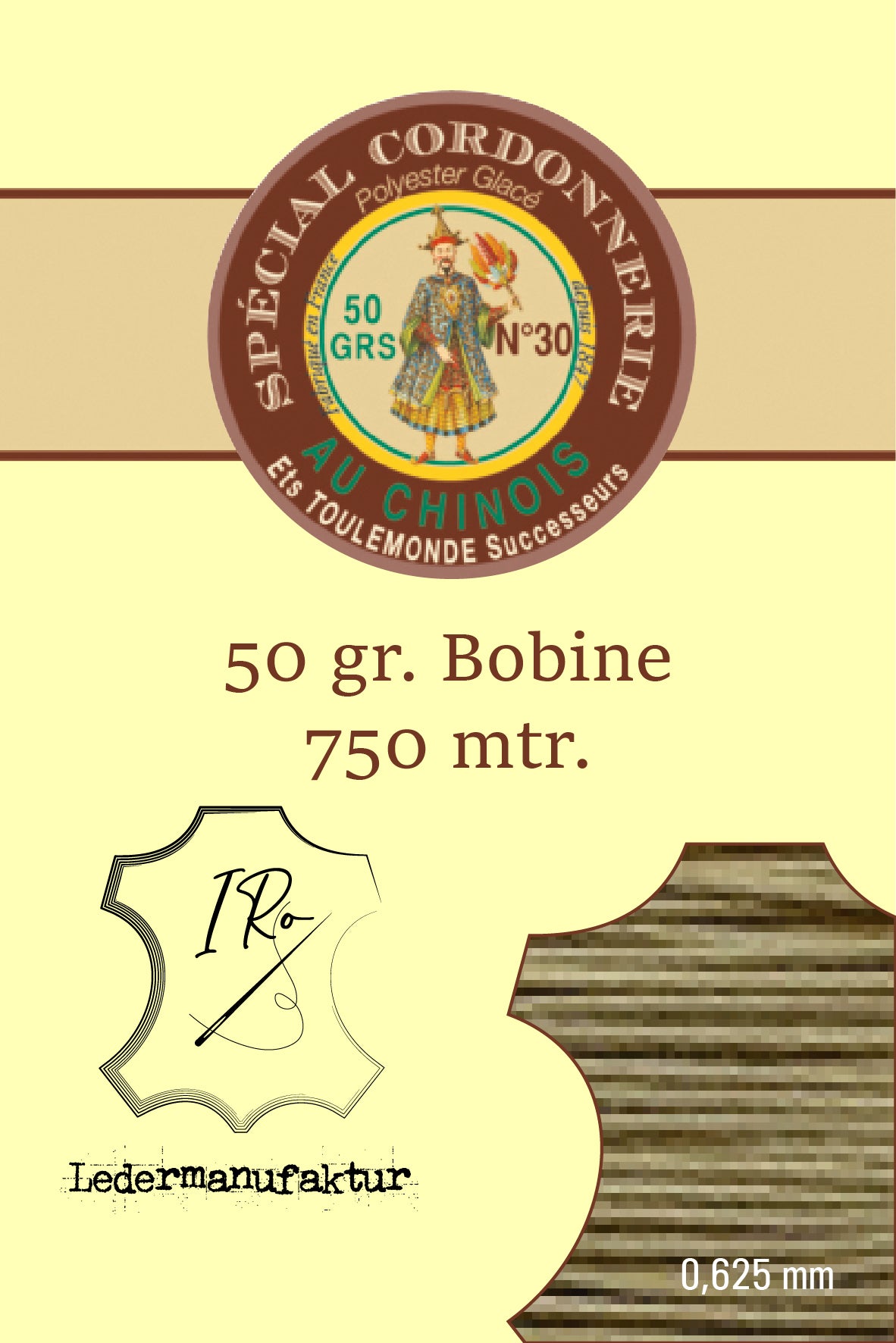 Polycotton Yarn Special Leather Goods Chinese Thread 50/3 | 70g Spool | 0.33 mm | 1000 m