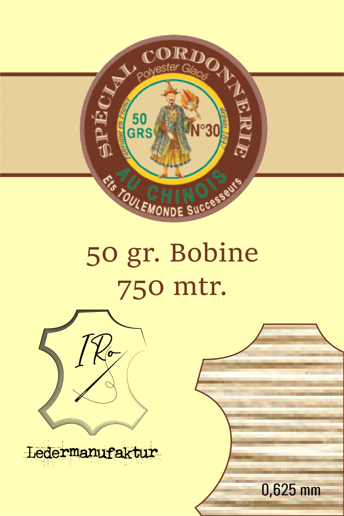 Polycotton Yarn Special Leather Goods Chinese Thread 50/3 | 70g Spool | 0.33 mm | 1000 m