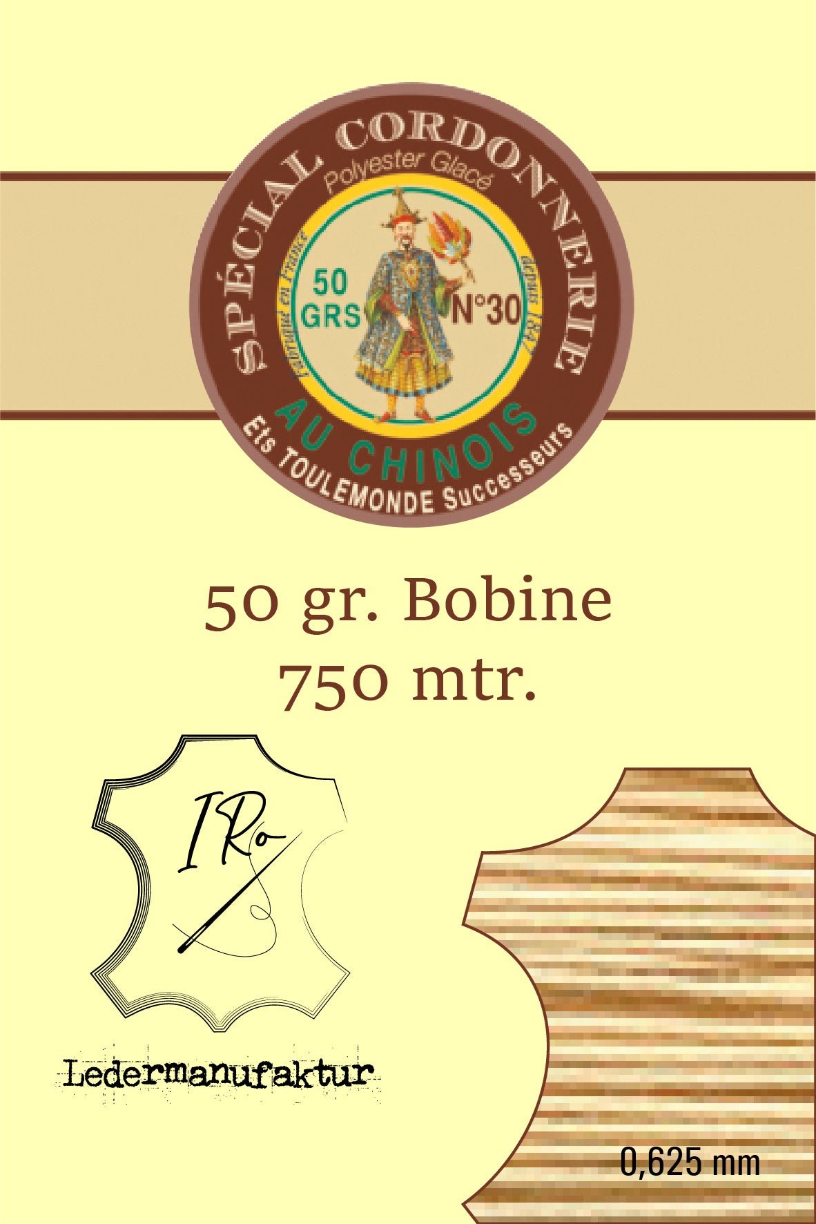Polycotton Yarn Special Leather Goods Chinese Thread 50/3 | 70g Spool | 0.33 mm | 1000 m