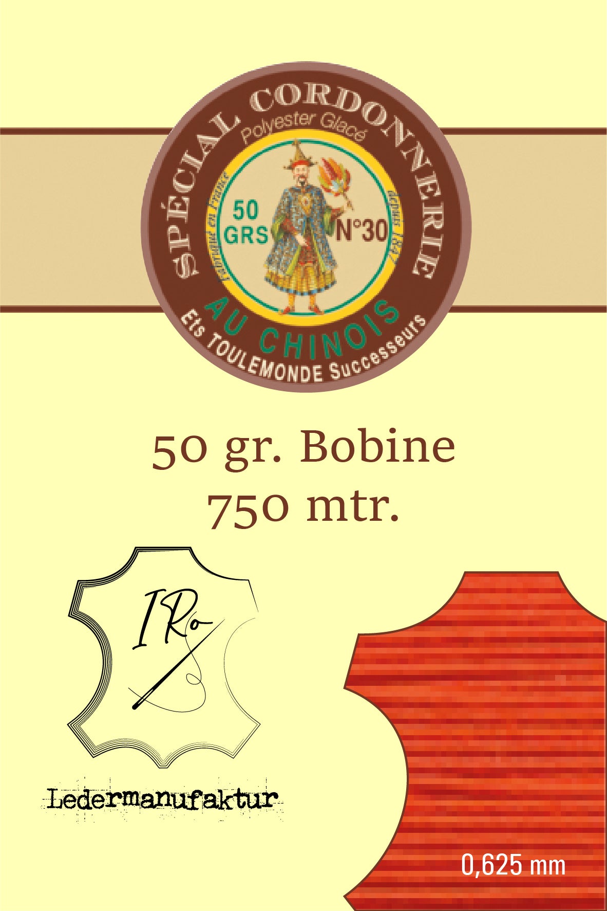Polycotton Yarn Special Leather Goods Chinese Thread 50/3 | 70g Spool | 0.33 mm | 1000 m