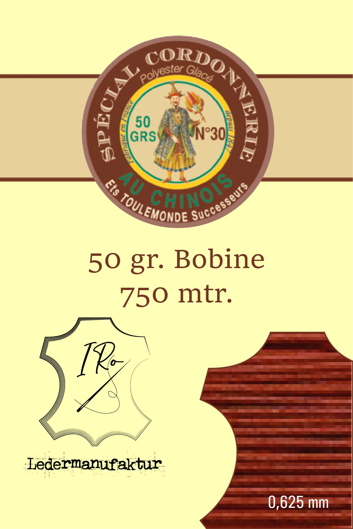 Polycotton Yarn Special Leather Goods Chinese Thread 50/3 | 70g Spool | 0.33 mm | 1000 m