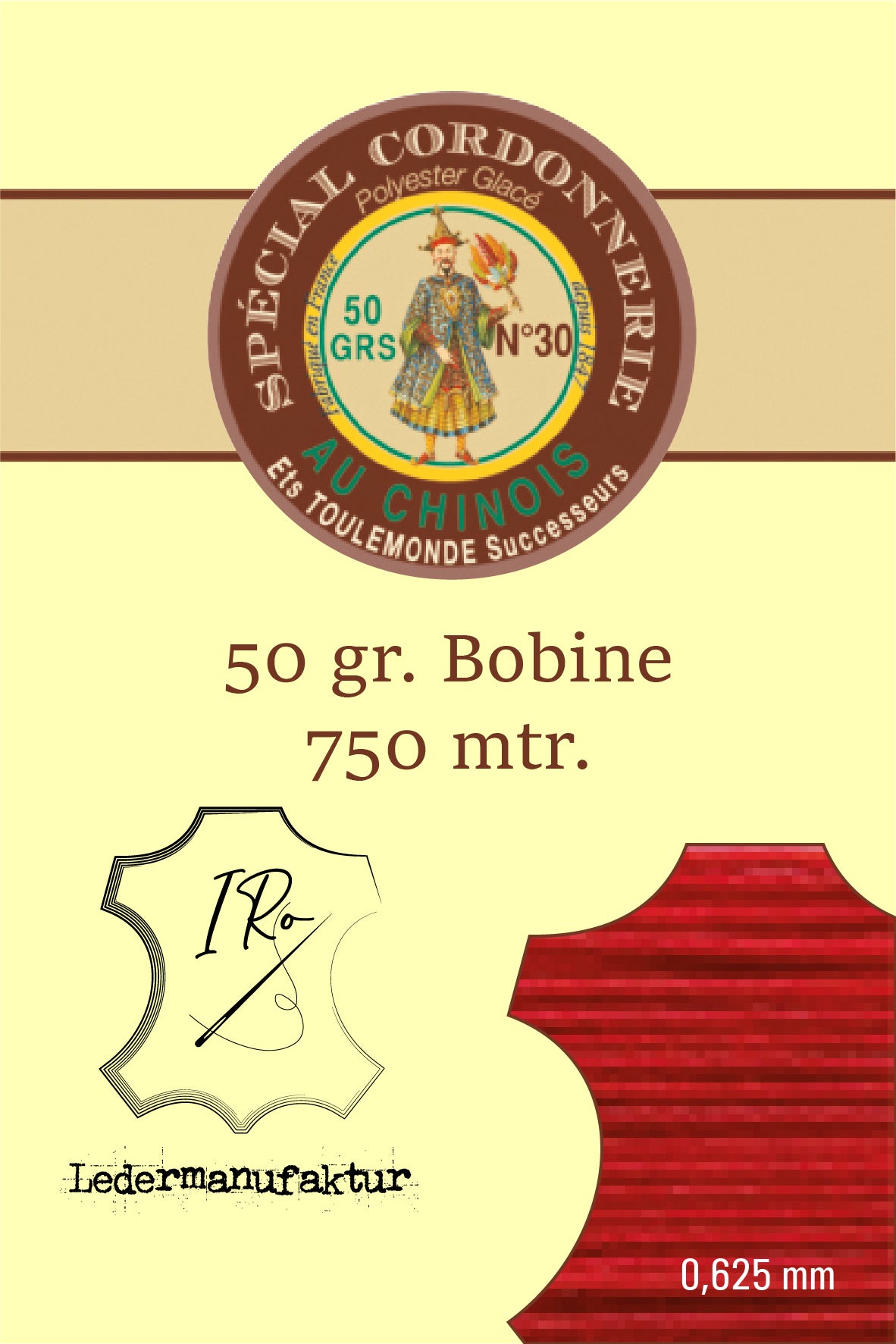 Polycotton Yarn Special Leather Goods Chinese Thread 50/3 | 70g Spool | 0.33 mm | 1000 m