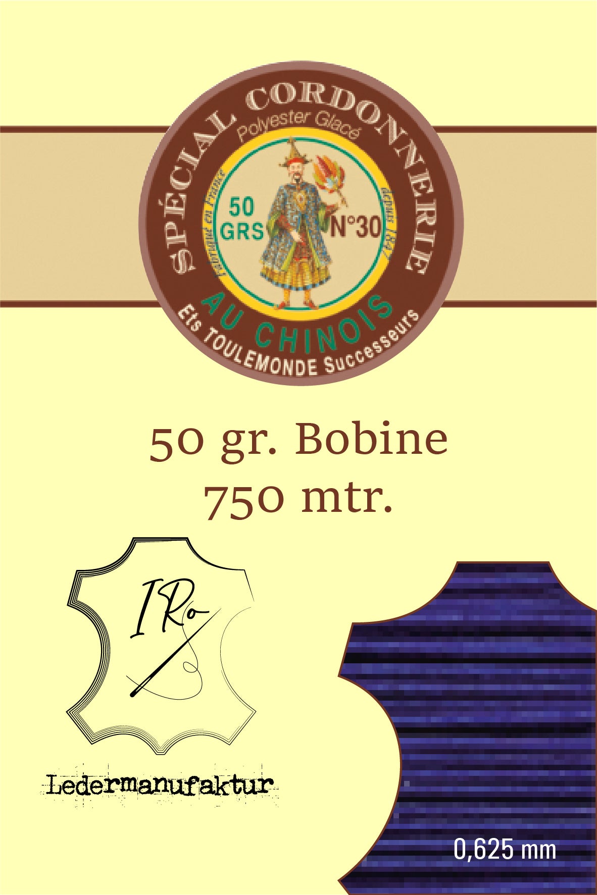 Polycotton Yarn Special Leather Goods Chinese Thread 50/3 | 70g Spool | 0.33 mm | 1000 m