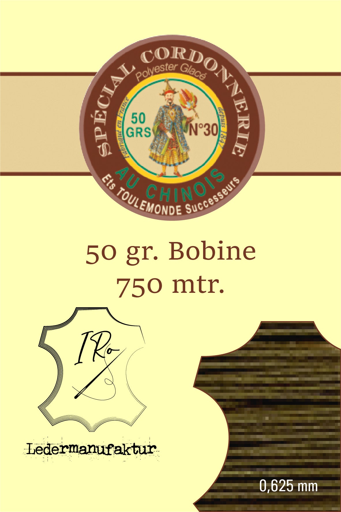 Polycotton Yarn Special Leather Goods Chinese Thread 50/3 | 70g Spool | 0.33 mm | 1000 m