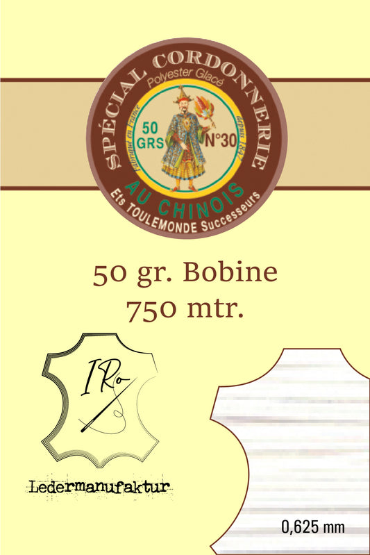 Hilo de algodón poliéster especial para marroquinería Fil Au Chinois 50/3 | Bobina de 70 g | 0,33 mm | 1000 m