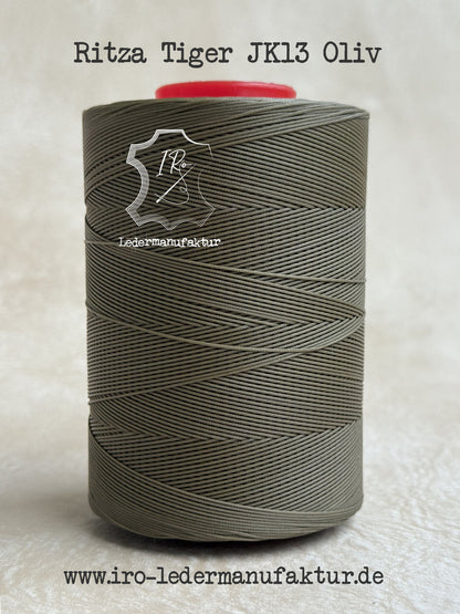 1 mm Ritza 25 tiger 100 m Spule | Nähgarn für Leder, gewachst. Handstich, Handnähgarn, flache Form