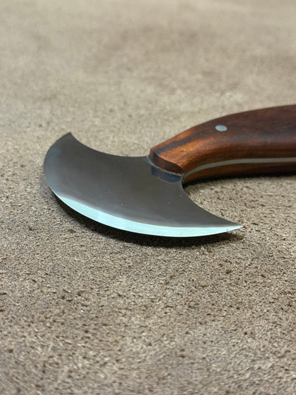 Kevin Lee cuchillo de media luna para trabajos en cuero 8,0/14,5 cm. Cuchillo redondo Kevin Lee (alto pulido)