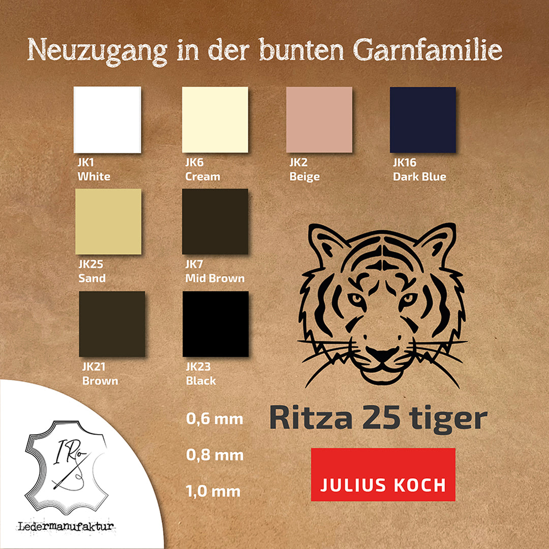 1,2 mm Ritza 25 tiger 500 m Spule | Nähgarn für Leder, gewachst. Handstich, Handnähgarn, flache Form