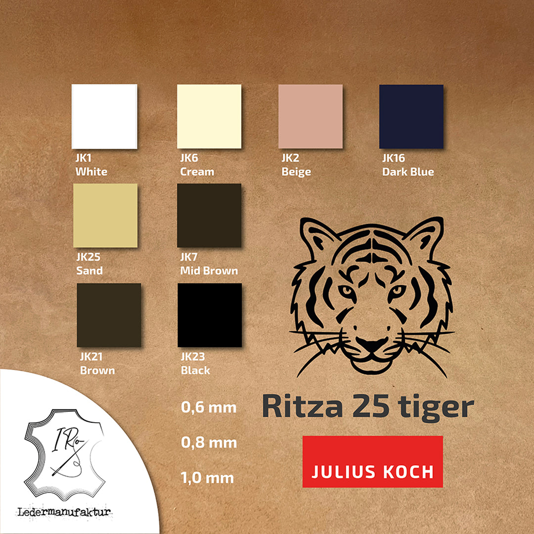 0,8 mm Ritza 25 tiger 500 m Spule | Nähgarn für Leder, gewachst. Handstich, Handnähgarn, flache Form